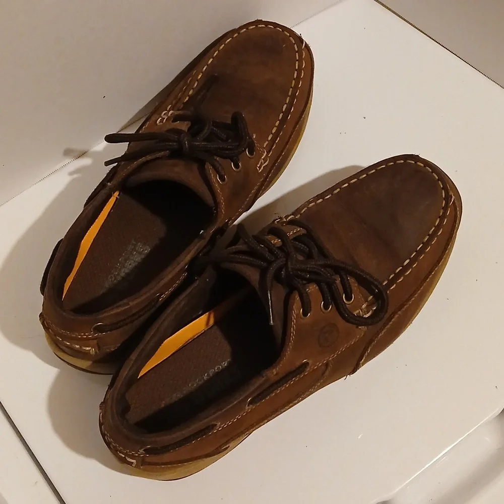 Rockport Works Steel Toe Brown Leather Men's Boat Shoes 10.5W